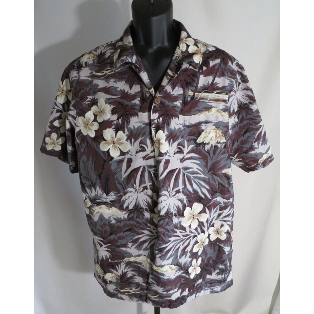 Island Reserve Mens Button Front Hawaiian Shirt 100% Cotton Hawaii USA Large